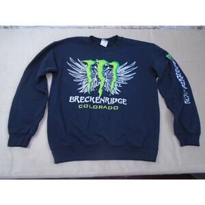 Vintage Y2K Monster Energy X Breckenridge Colorado Black Sweatshirt Crewneck S